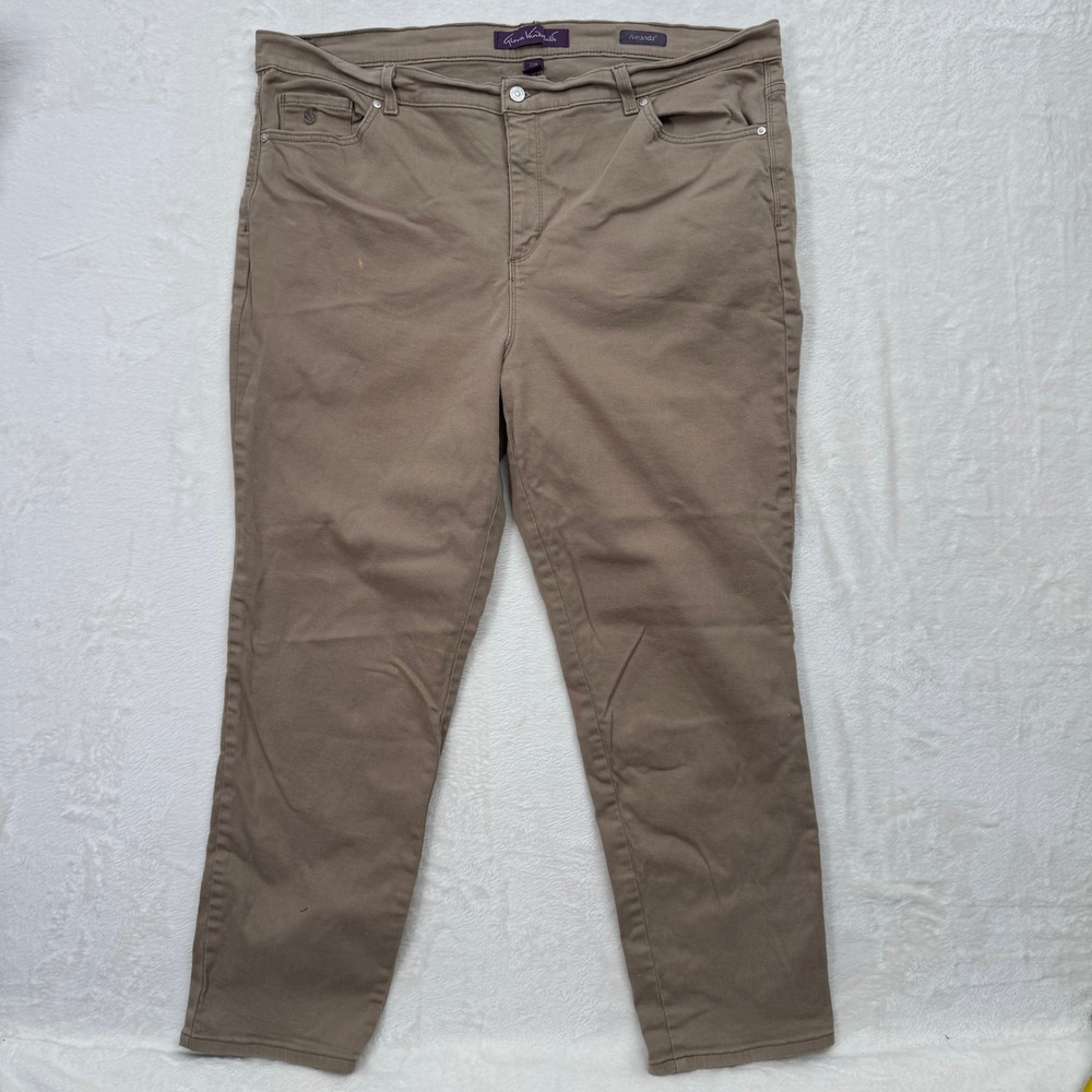 Gloria Vanderbilt Jeans Womens 22W Khaki Amanda Classic Taper High Rise Stretch